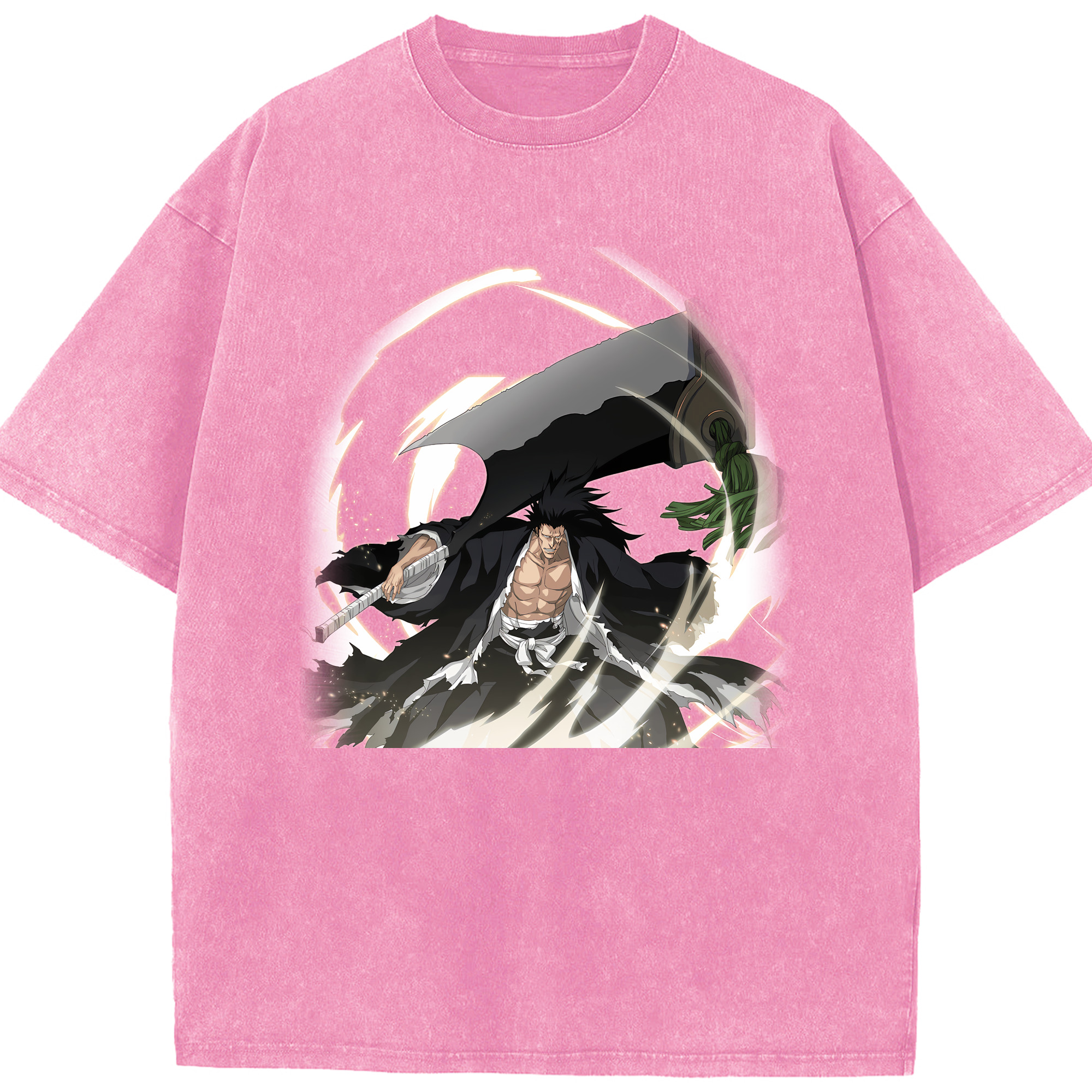 （画像用） ブリーチ ざらき けんぱち BLEACH Zaraki Kenpachi 綿100% ヴィンテージ風 半袖Tシャツ（フロントプリント）